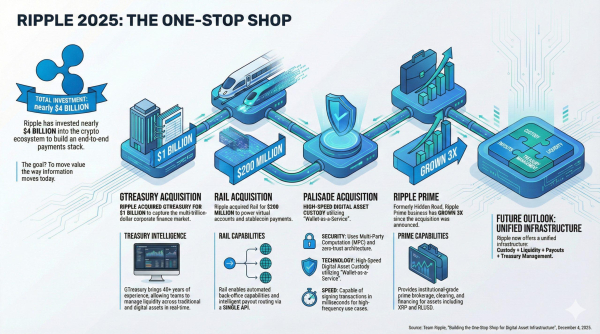 Ripple объединяет 4 ключевых поглощения для создания единой финансовой сети