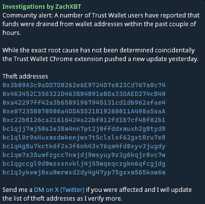 ZachXBT: У пользователей Trust Wallet похитили средства